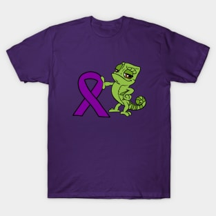 Chameleon with Awareness Ribbon (Purple) T-Shirt